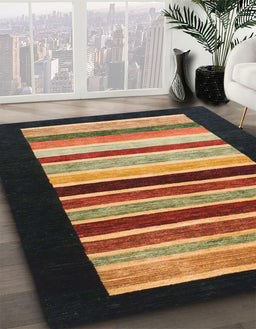 Machine Washable Abstract Bakers Brown Rug in a Family Room, wshabs808