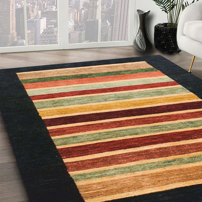 Machine Washable Abstract Bakers Brown Rug in a Family Room, wshabs808