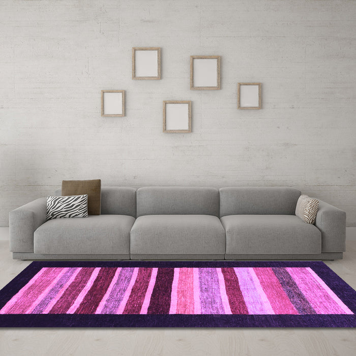 Machine Washable Abstract Purple Modern Area Rugs in a Living Room, wshabs808pur