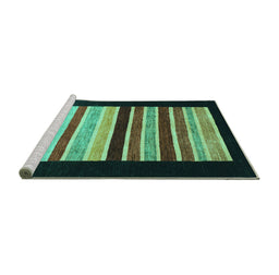 Sideview of Machine Washable Abstract Turquoise Modern Area Rugs, wshabs808turq