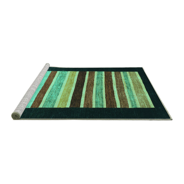 Sideview of Machine Washable Abstract Turquoise Modern Area Rugs, wshabs808turq