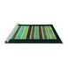 Sideview of Machine Washable Abstract Turquoise Modern Area Rugs, wshabs808turq