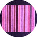 Round Abstract Purple Modern Rug, abs808pur