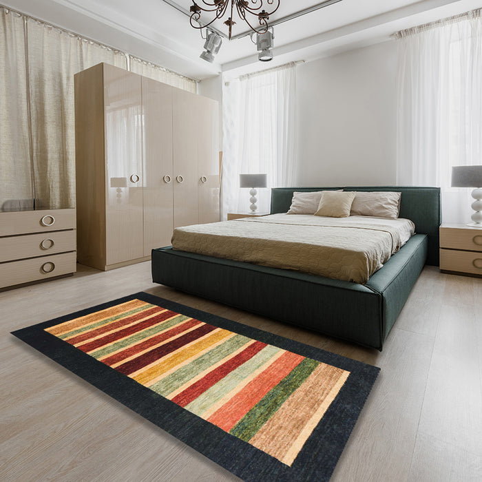 Machine Washable Abstract Bakers Brown Rug in a Bedroom, wshabs808