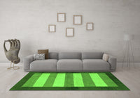 Machine Washable Abstract Green Modern Rug, wshabs809grn