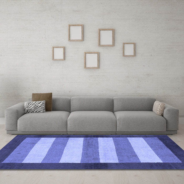 Machine Washable Abstract Blue Modern Rug in a Living Room, wshabs809blu