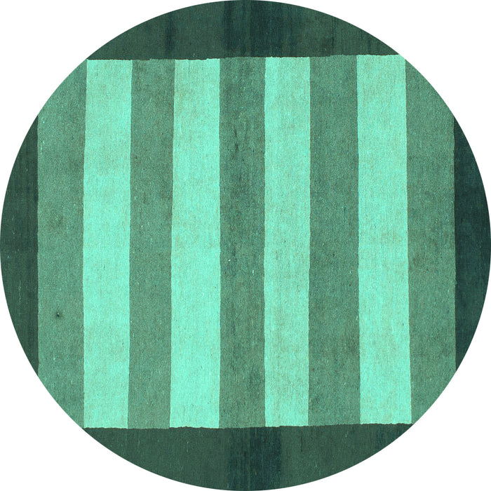 Round Abstract Turquoise Modern Rug, abs809turq
