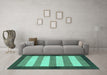 Machine Washable Abstract Turquoise Modern Area Rugs in a Living Room,, wshabs809turq