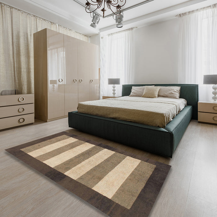 Machine Washable Abstract Brown Sugar Brown Rug in a Bedroom, wshabs809