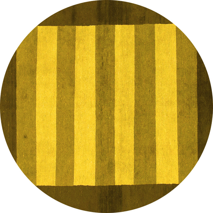 Round Machine Washable Abstract Yellow Modern Rug, wshabs809yw