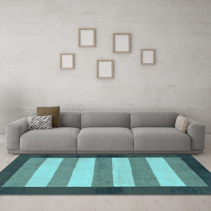 Machine Washable Abstract Light Blue Modern Rug in a Living Room, wshabs809lblu