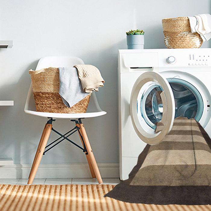 Machine Washable Abstract Brown Sugar Brown Rug in a Washing Machine, wshabs809