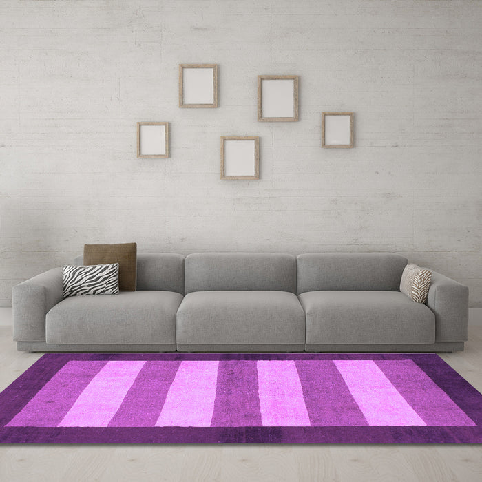 Machine Washable Abstract Purple Modern Area Rugs in a Living Room, wshabs809pur