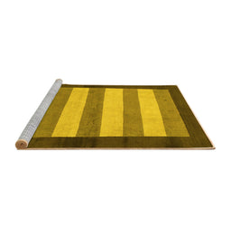 Sideview of Machine Washable Abstract Yellow Modern Rug, wshabs809yw