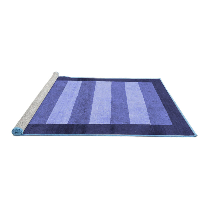 Sideview of Machine Washable Abstract Blue Modern Rug, wshabs809blu