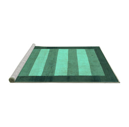 Sideview of Machine Washable Abstract Turquoise Modern Area Rugs, wshabs809turq