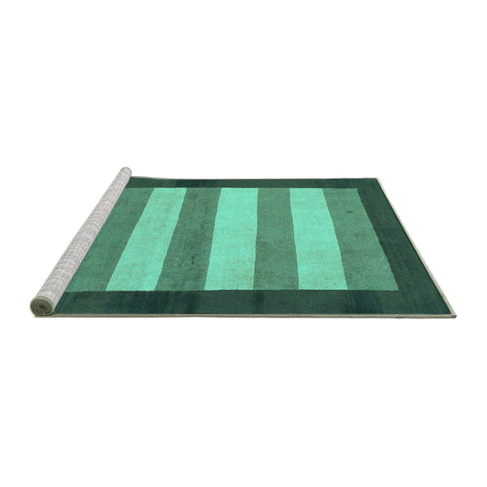 Sideview of Machine Washable Abstract Turquoise Modern Area Rugs, wshabs809turq