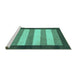 Sideview of Machine Washable Abstract Turquoise Modern Area Rugs, wshabs809turq