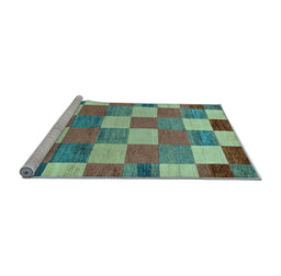 Sideview of Machine Washable Checkered Light Blue Modern Rug, wshabs80lblu
