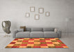 Machine Washable Checkered Orange Modern Area Rugs in a Living Room, wshabs80org