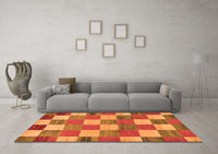 Machine Washable Checkered Orange Modern Rug, wshabs80org