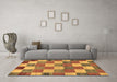 Machine Washable Checkered Brown Modern Rug in a Living Room,, wshabs80brn