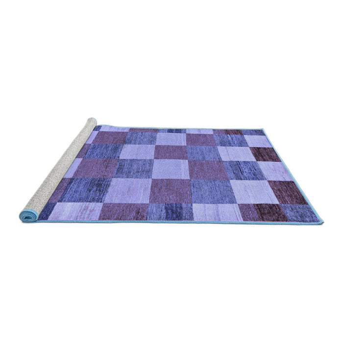 Sideview of Machine Washable Checkered Blue Modern Rug, wshabs80blu