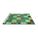 Sideview of Machine Washable Checkered Turquoise Modern Area Rugs, wshabs80turq
