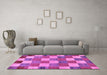 Machine Washable Checkered Purple Modern Area Rugs in a Living Room, wshabs80pur