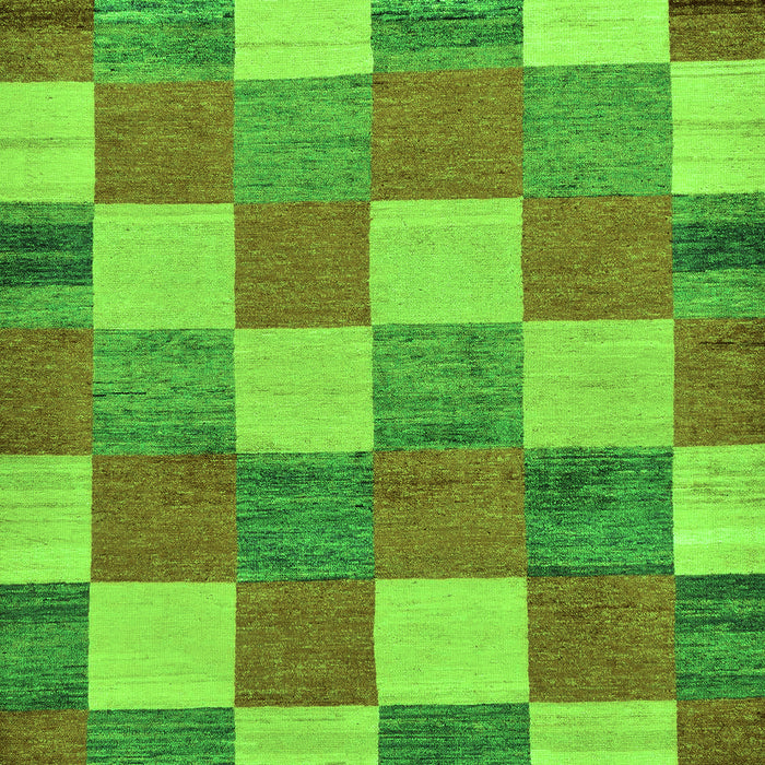 Machine Washable Checkered Green Modern Area Rugs, wshabs80grn