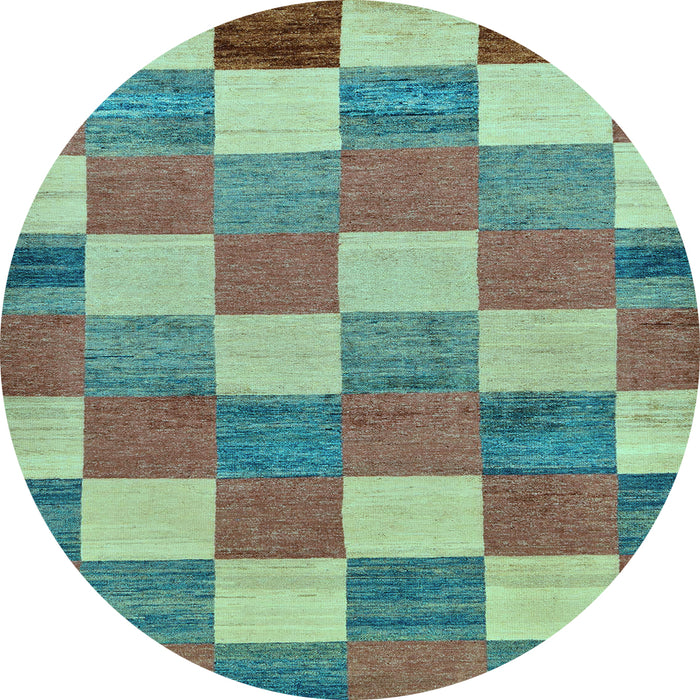 Round Checkered Light Blue Modern Rug, abs80lblu