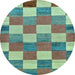 Round Checkered Light Blue Modern Rug, abs80lblu