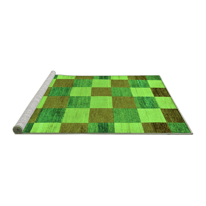 Sideview of Machine Washable Checkered Green Modern Area Rugs, wshabs80grn