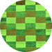 Round Checkered Green Modern Rug, abs80grn