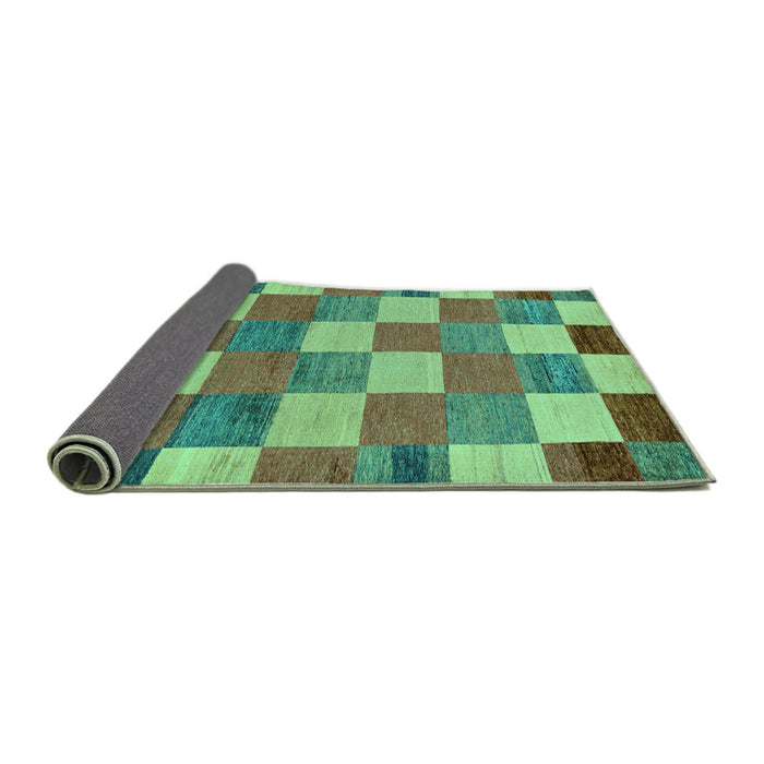 Sideview of Checkered Turquoise Modern Rug, abs80turq