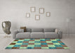 Machine Washable Checkered Light Blue Modern Rug in a Living Room, wshabs80lblu