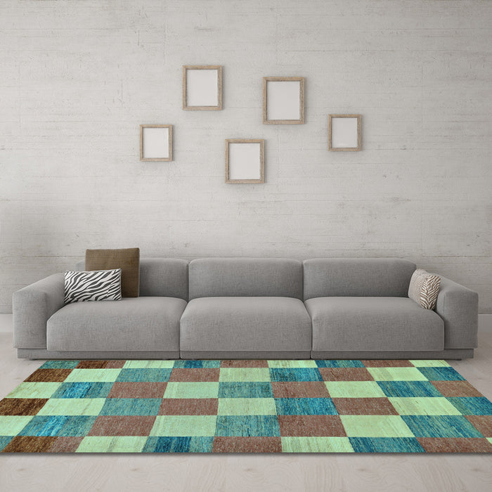 Machine Washable Checkered Light Blue Modern Rug in a Living Room, wshabs80lblu