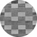 Round Machine Washable Checkered Gray Modern Rug, wshabs80gry