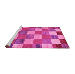 Sideview of Machine Washable Checkered Pink Modern Rug, wshabs80pnk