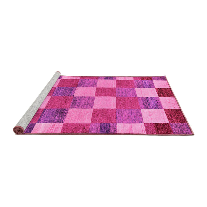 Sideview of Machine Washable Checkered Pink Modern Rug, wshabs80pnk