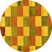 Round Checkered Yellow Modern Rug, abs80yw