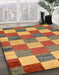 Abstract Gold Checkered Rug in Family Room, abs80