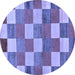 Round Checkered Blue Modern Rug, abs80blu