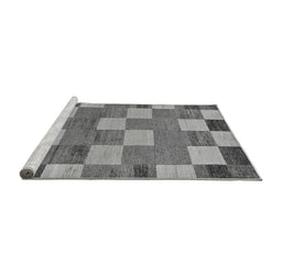 Sideview of Machine Washable Checkered Gray Modern Rug, wshabs80gry