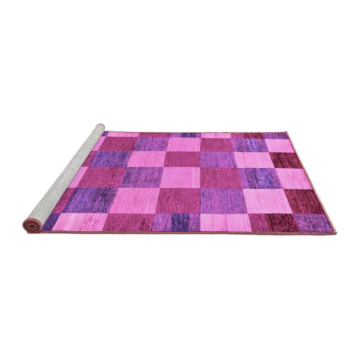 Sideview of Machine Washable Checkered Purple Modern Area Rugs, wshabs80pur