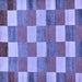 Square Machine Washable Checkered Blue Modern Rug, wshabs80blu
