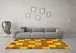 Machine Washable Checkered Yellow Modern Rug in a Living Room, wshabs80yw