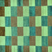 Square Checkered Turquoise Modern Rug, abs80turq