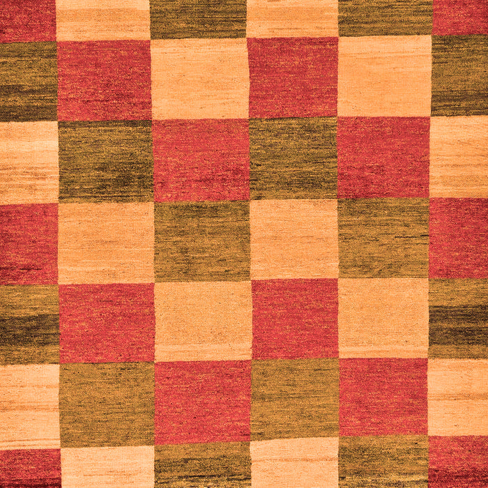 Machine Washable Checkered Orange Modern Area Rugs, wshabs80org