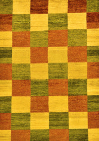 Checkered Yellow Modern Rug, abs80yw